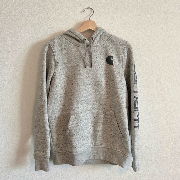 Carhartt Relaxed Fit Heather gray hooded sweatshirt - size small - Picture 1 of 8
